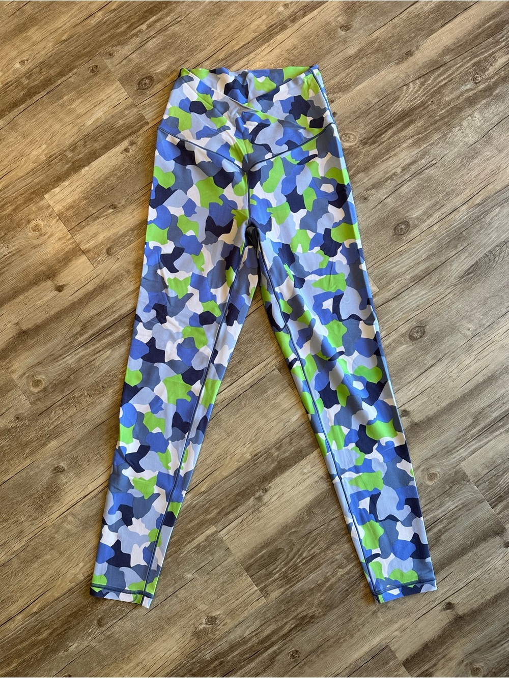 High-Waisted Blue & Green Camo Leggings